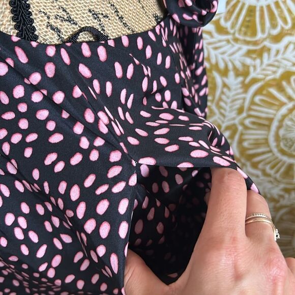 NWT Rebecca Vallance Cha Cha Silk Polka Dot Cutout Pleated Midi Dress size 6 - Picture 10 of 14